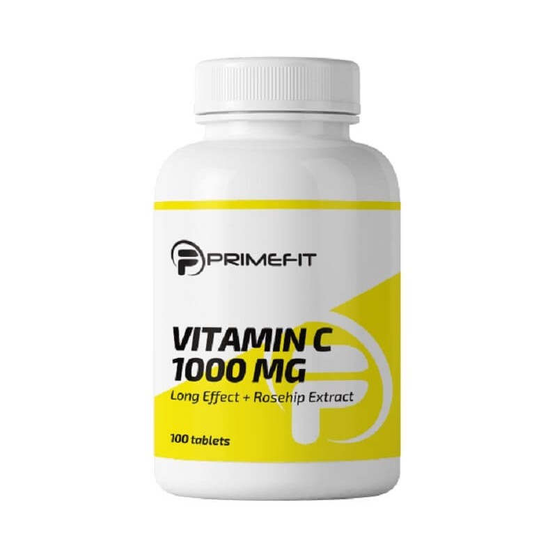 Vitamín C 1000 mg Long Effect + Rosehip Extract  PrimeFit, 100 tbl