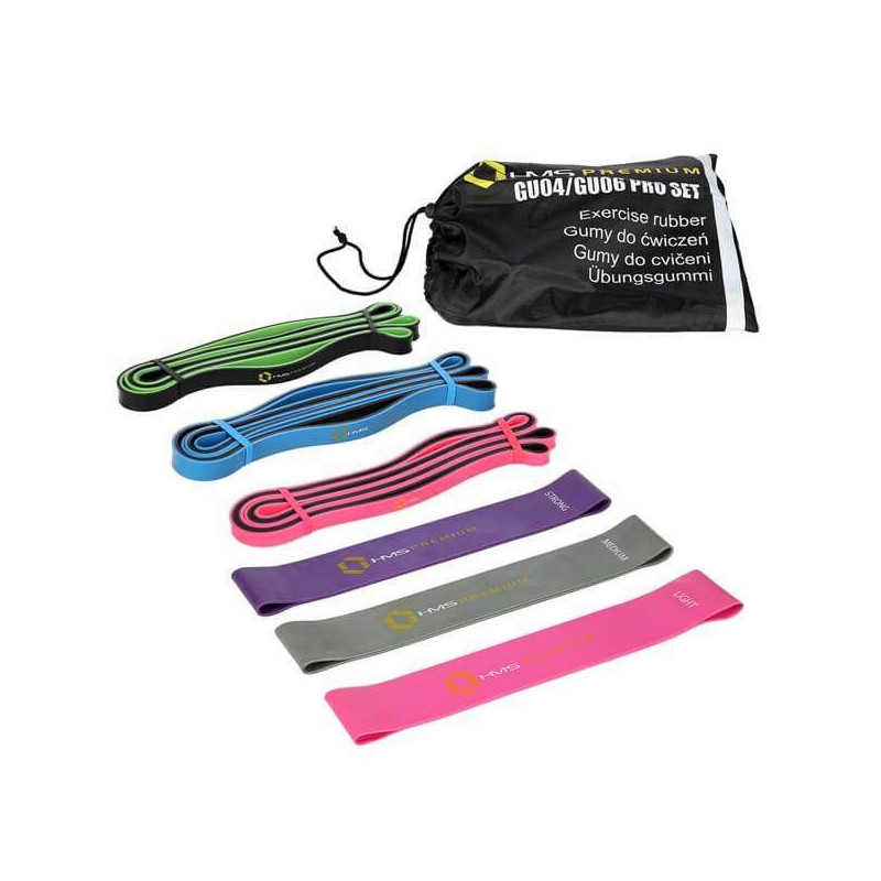Set fitness gúm GU04 GU06 PRO HMS Premium Set fitness gúm GU04 GU06 PRO HMS Premium